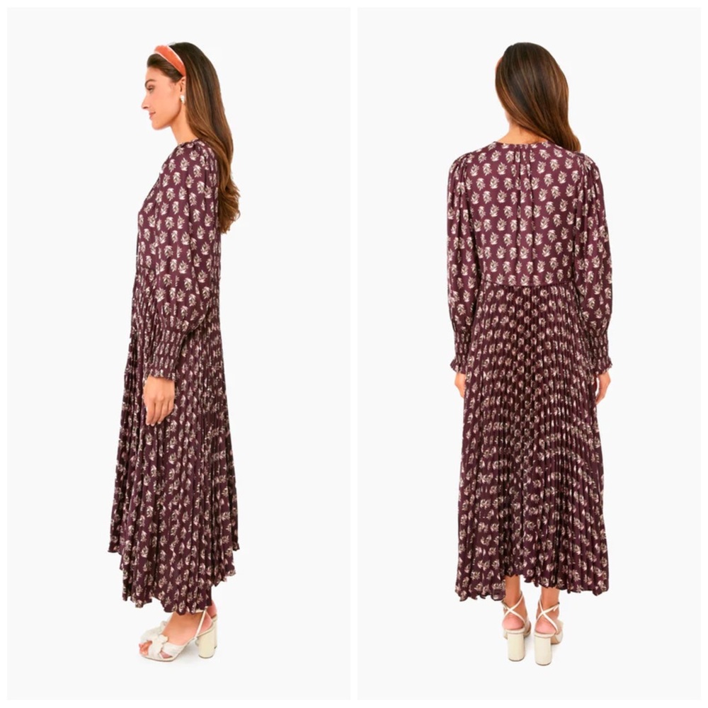 NWT Rebecca Taylor Zia Fleur Pleated Maxi Dress - Picture 3 of 16